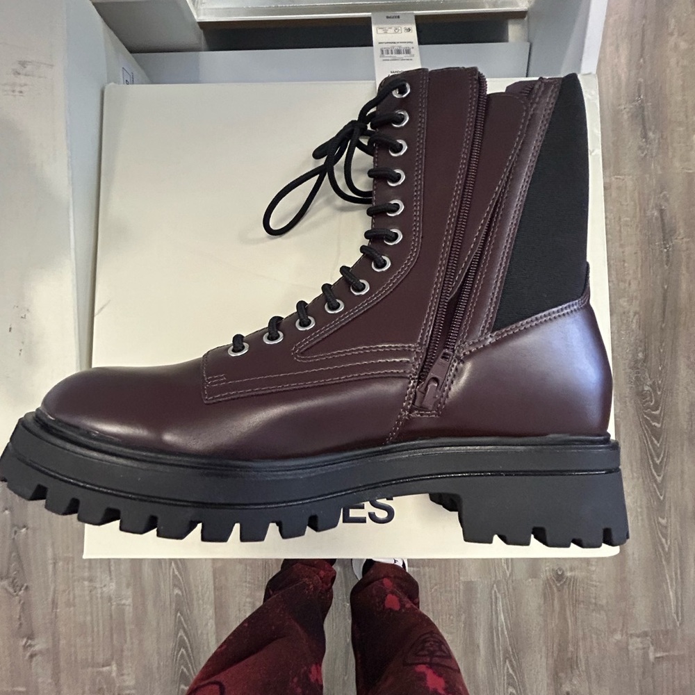 No Boundaries Women's Burgundy Combat Boots